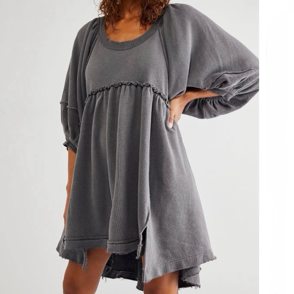 Free People Sunchild Pullover (Mini Dress), Black Sand, Size Medium
